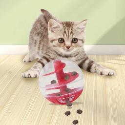 Gato interativo comida alimentador bola brinquedos para animais de estimação alimentador lento gatos cães jogando brinquedos aumentar o animal de estimação iq tratar bola gatos diversão tigela - Image 1