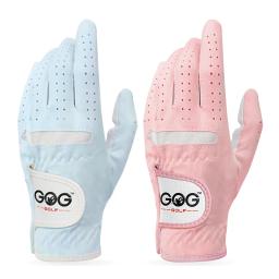 1 par de luvas de golfe gog azul profissional respirável céu azul tecido macio para mulheres mão esquerda e direita - Image 1