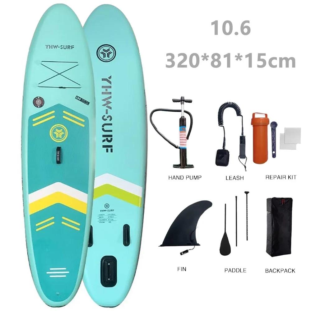 Inflável stand up paddle board set, esporte aquático, caiaque, surf set, paddle board, cauda fin, corda de pé, inflator e saco - Image 1