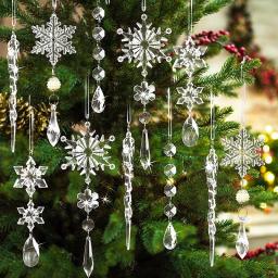 Cristal Decorações De Natal, Floco De Neve De Acrílico, Gota De Sincelo Ornamentos, Decoração De Pendurado De Árvore De Natal, Festa De Ano Novo - Image 1