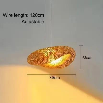 Mão de bambu tecelagem luzes pingente 36cm pendurado led lâmpada do teto lustre luminária rattan artesanato tecido casa decoração do quarto