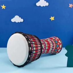 Tambor Africano portátil com arte colorida Padrões, Mão Tambor, Percussão Instrumento Musical, Djembe, 8 em - Image 2