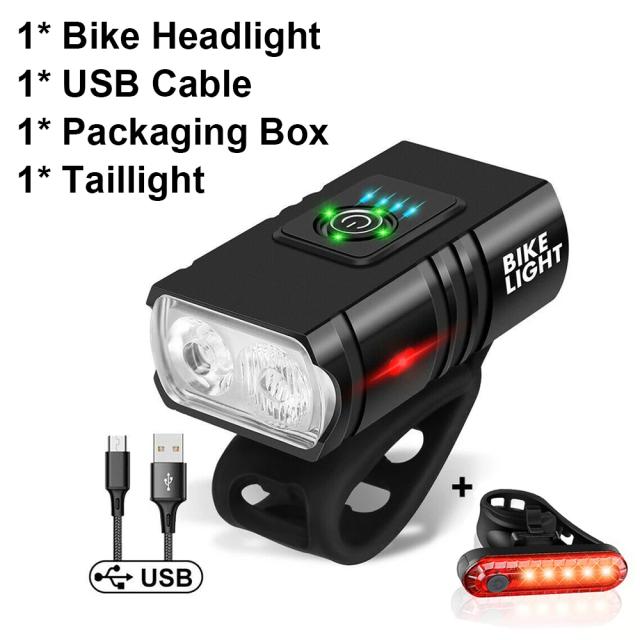 Farol de Bicicleta 2*T6 LED 1500 Lumens Liga de Alumínio USB