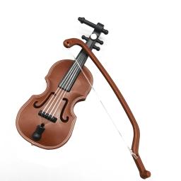 Mini violino em miniatura não-tóxico 1/12 simulação de madeira violino artesanal desktop violino decoração inodoro casa de boneca acessórios - Image 4