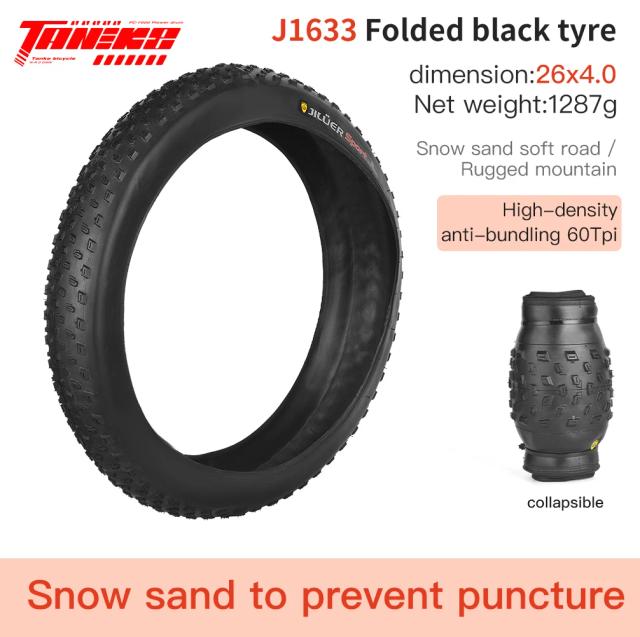 TANKE Pneu Fat Bike 20x4.0 26x4.0 Anti-Punctura Neve Praia
