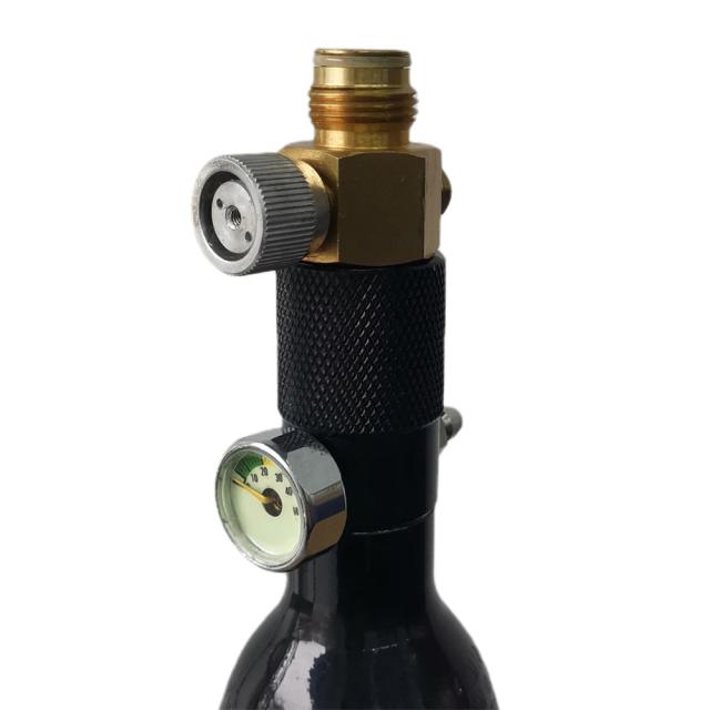 Cilindro de CO2 para Paintball com Válvula On-off, Testador de Pressão e Adaptador de Carregamento Rosca M18x1.5