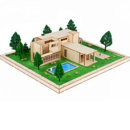 Pré-fabricada Casa de jardim ao ar livre com artesanato de madeira, construção em miniatura, Villa Farm, maquete DIY, Diorama Cenário, Escala 1:200 - Image 3