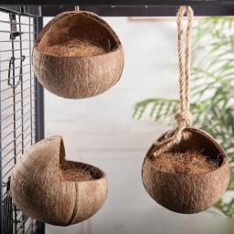 Pendurado Coconut Shell Bird House, Gaiola do pássaro do papagaio, Suprimentos do pássaro do papagaio, Esconder Abrigo do ninho, Sugar Glider - Image 1