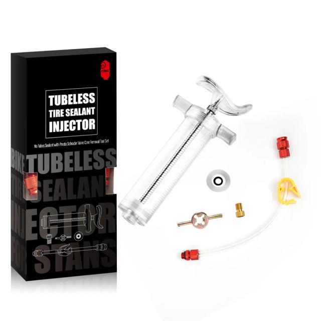 Kit de Reparo Tubeless para Bicicletas MTB com Seringa e Selante - Fluido Injetor 50ml/20ml