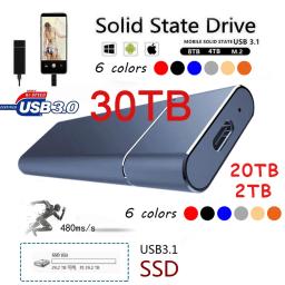 Unidade de estado sólido externa de alta velocidade ssd de 2tb/20tb/30tb tipo-c/usb 3.1 interface disco rígido portátil para pc laptop mac - Image 1