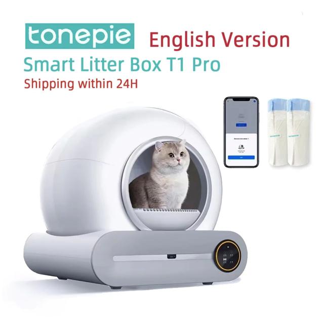 Caixa de Areia Inteligente para Gatos Tonepie com Limpeza Automática e Controle por App, Desodorizador Iônico e Capacidade de 65L