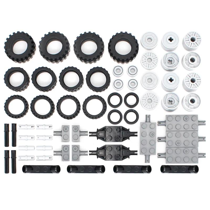 MOC Technical Wheel Building Blocks, Pin Pneu Eixo Conector, Tecnologia do carro, Peças de automóvel Set Toy, 56pcs por lote - Image 1
