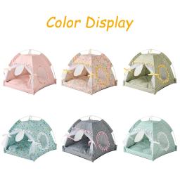 Tenda portátil de impressão floral para pequenos animais, tenda fechada para gatos, cama dobrável, cama confortável para gatinhos, canil para animais de estimação - Image 6