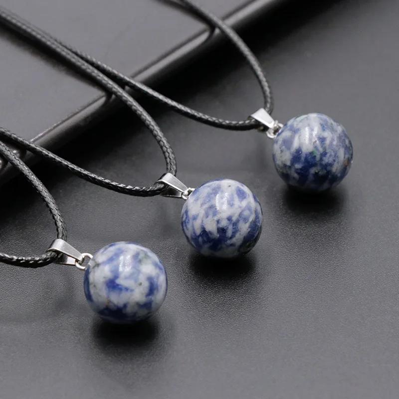 Pingentes De Pedra De Quartzo De Cristal para Colar DIY, Forma Redonda, Chakra De Cura, Bola De Pedras Preciosas, Encantos Para Fazer Jóias, 14mm - Image 1