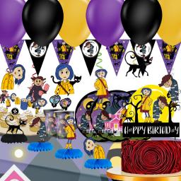 Cartoon coraline tema thriller festa de aniversário decoração balão placa banner pano de fundo bolo suprimentos banner para chá de bebê - Image 1