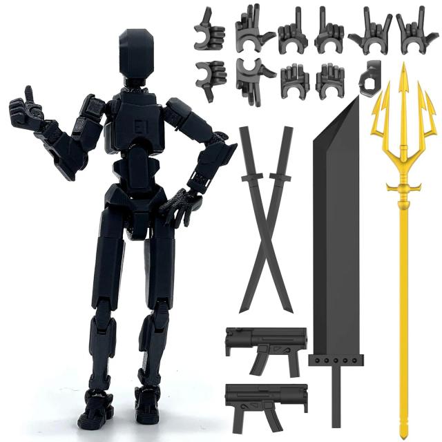 Action Figure Lucky13 T13 - Multi-Articulada, Móvel e Impresa em 3D para Decoração Desktop