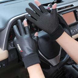 Luvas de veludo para motocicletas masculinas, luvas quentes, antiderrapantes, tela sensível ao toque, impermeável, esportes, caminhada, ciclismo, 2, meio dedo, masculino, inverno - Image 1