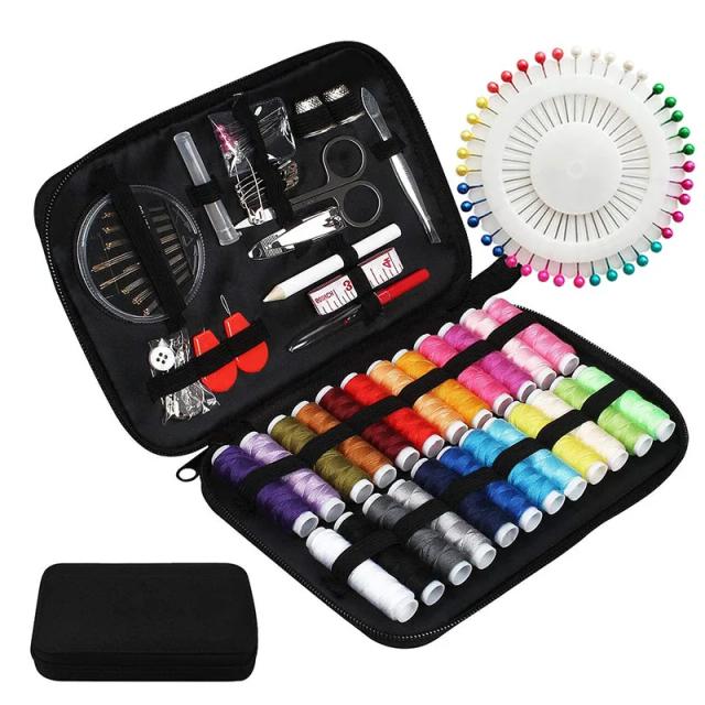Kit de Costura Compacto com Agulhas e Roscas para DIY e Reparos Domésticos