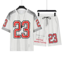 Terno esportivo masculino respirável de duas peças, camisetas e shorts de basquete, conjunto de alta qualidade, conjunto New Jersey, roupas de verão, 2024, 2023 - Image 3