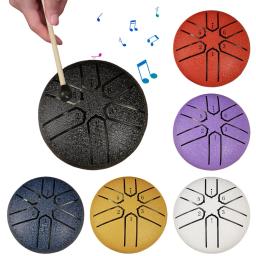 Aço Tongue Drum para Outdoors, Rain Drum Instrument, Mini Hand Drum, Ethereal Drum, Sticks, Percussão Drum Acessórios, 3 polegadas, 6 tons - Image 1