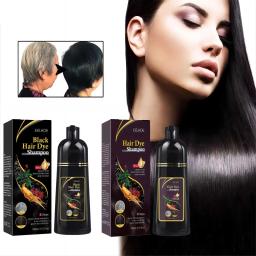 Cabelo Cor Dye Shampoo, Cinza, Capa Branca, Natural Corante Rápido, Reparar Limpeza Danificada a Seco, Raízes Nutritivas, Restaurar Cabelo Preto - Image 1