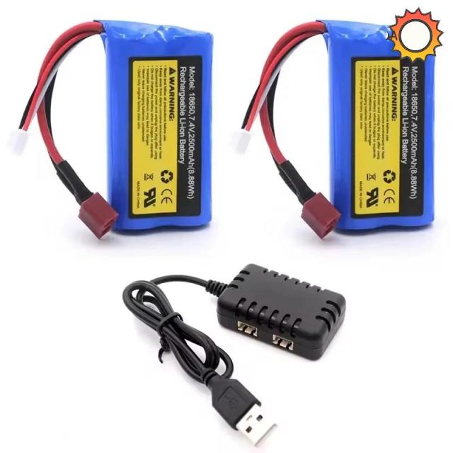 Bateria LiPo 2s 7.4V 2500mAh para Carros, Aviões e Helicópteros RC - Compatível com JJRC Q130 e Modelos 16101, 16102, 16103