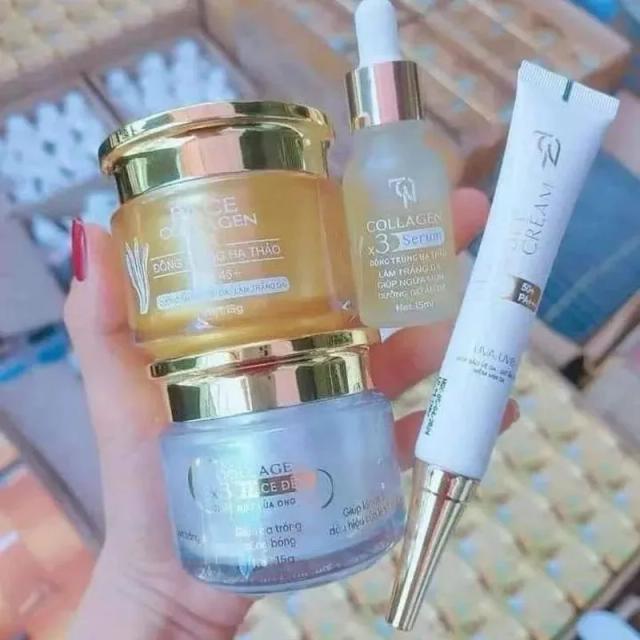 Combo Completo de Cuidados Faciais: Kem Ng'y Pho Thám e Serum Nguyong Phán HuVietnam com Colágeno X3