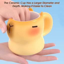 Caneca cerâmica animal capivara, Copo bebendo bonito com copo e tampa, Caneca de banho 3D, 400ml - Image 3