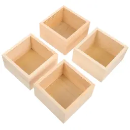 Caixa De Madeira De Artesanato, Gavetas De Caixa Inacabadas, Armazenamento De Caixas De Lembrança De Plástico, Grandes Organizadores De Desktop, Decoração Doméstica, 4 Pcs - Image 5