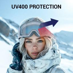 Kapvoe óculos de esqui fotocromáticos, masculino e feminino, esportivo, neve, montanha, duplo, antiembaçante, inverno, ar livre, snowboard, neve, esqui - Image 6
