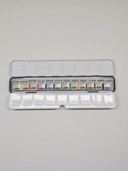 Caixa de armazenamento para estudantes de arte, paleta de pintura sólida, ferramentas portáteis, material escolar, 12 24 cores - Image 3