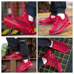 Sapatos de segurança com biqueira de aço para homens e mulheres, tênis leves de trabalho à prova de punção, botas de segurança unissex para construção - Image 6