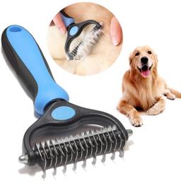 Cão removedor de cabelo pente pet pele nó cortador dupla face escova longo encaracolado cabelo líquido de limpeza gato grooming derramamento ferramentas pet fornecedores - Image 1