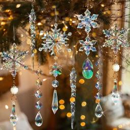 Cristal Decorações De Natal, Floco De Neve De Acrílico, Gota De Sincelo Ornamentos, Decoração De Pendurado De Árvore De Natal, Festa De Ano Novo - Image 2