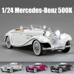 Mercedes-Benz-500K Brinquedo de carro vintage clássico para crianças, modelo diecast liga miniatura, coleção de som e luz, presente para meninos, 1:24 - Image 1