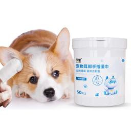 Descartáveis Ear Finger Wipes para Pet, Soft Tear Stain Remover, Dog and Cat Eye Pads, Puppy Wax Remover, Grooming Supplies, 50PCs - Image 2