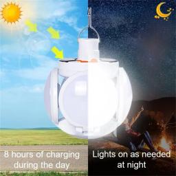 Lanterna solar recarregável LED, dobrável, emergência furacão, acampamento lâmpada com gancho, tenda ao ar livre, pátio do celeiro - Image 4