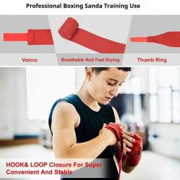 Envoltórios de boxe de algodão masculino, bandagem sanda, taekwondo, muay thai, equipamento para pulso, MMA, 1 par - Image 4
