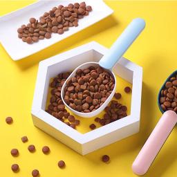 Colher de alimentação para animais de estimação multi-função moda gato cão comida pá colher com saco selado clipe design criativo copo de medição alimentador para animais de estimação - Image 3