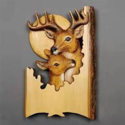 Pintado à mão Escultura de escultura em animais Artesanato de parede, Guaxinim de madeira Urso e veado, Decoração para casa, Presentes para sala, Novo - Image 3