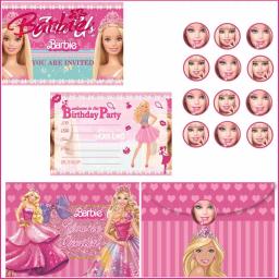 Miniso Barbie tema rosa convites, festa de aniversário, convites, convites de Natal, adesivos envelope, novo - Image 1