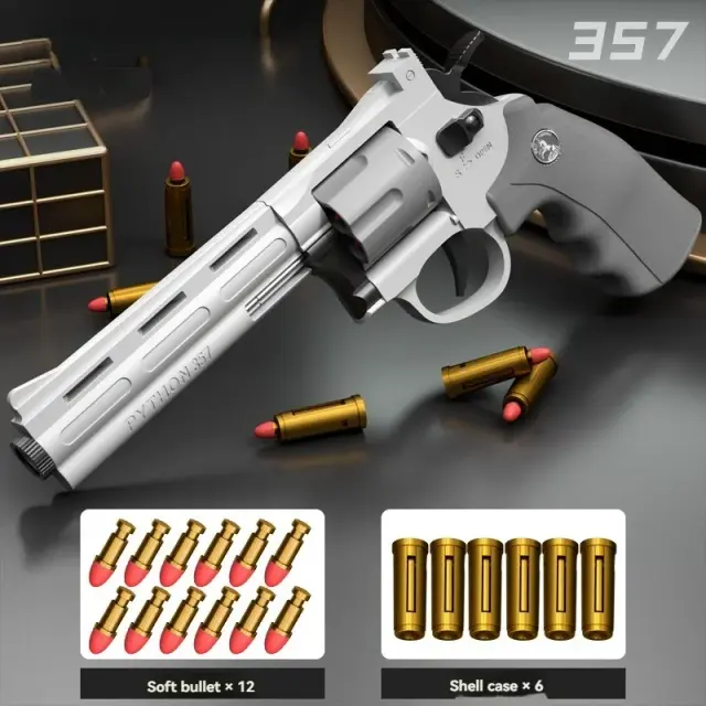 Pistola de Tiro Automática Revolver Dart com Lançamento Mecânico - Arma de CS para Crianças e Adultos ZP5 357