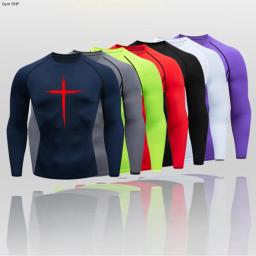 Camisa de Compressão Respirável Masculina, Proteção Solar, Treino de Segunda Pele, Camada Base, Ginásio, Ciclismo, Corrida, Treinamento - Image 1