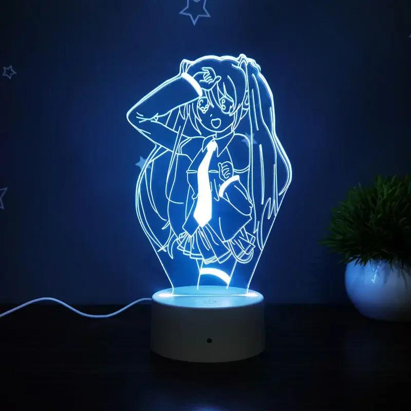 Hatsune miku anime modelo periférico dos desenhos animados led night light casa desktop personalizado na moda ornamentos lâmpada decorativa presente - Image 1