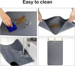 Impermeável antiderrapante Silicone Pet Food Mat, gato e cão alimentação Bowl Floors, Non-Stick Pad, High Lipped - Image 2