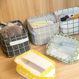 Linho e algodão dobrável caixa de armazenamento para casa e escritório, organizador cosmético para o livro, cesta roupa interior - Image 3