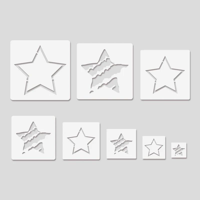 YOMDID-Modelo Oco em Forma de Estrela para Artesanato DIY, Pintura Spray, Stencils, Decoração, Scrapbook Making, Ferramentas de Pintura, 8Pcs - Image 1