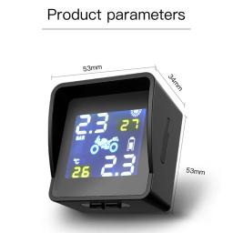 Motocicleta Solar carregamento Monitor De Pressão Do Pneu, impermeável Sem Fio Temperatura Monitoramento Sistema De Alarme, 2 Sensores - Image 5
