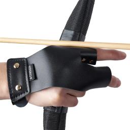 Tiro com arco dedo luva de couro preto dedo protetor proteção esquerda mão direita ao ar livre caça tiro arco setas acessórios - Image 1