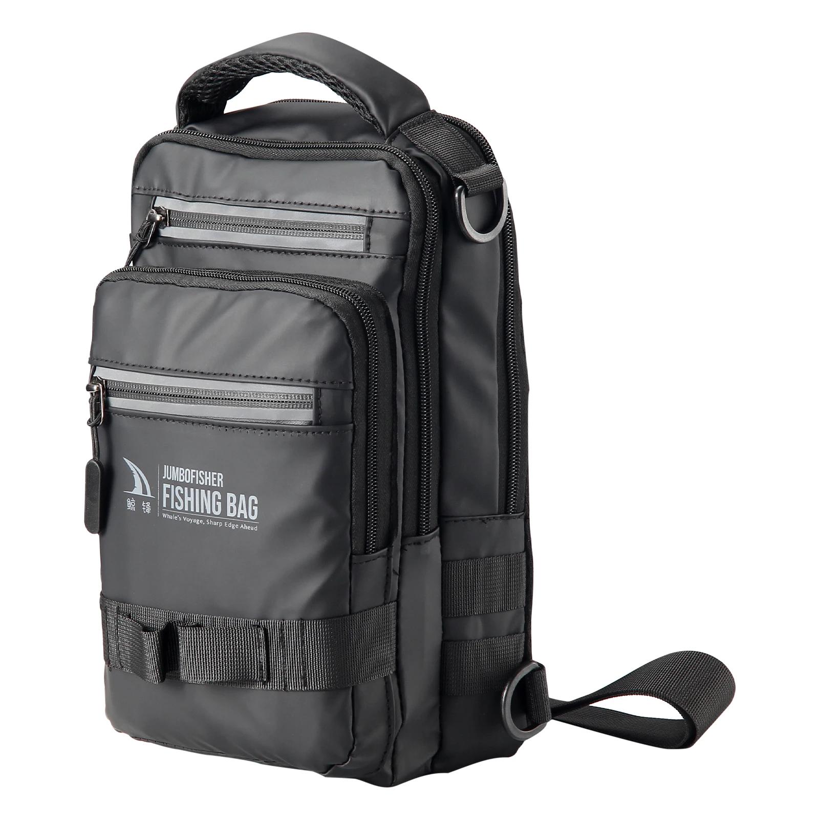 HAUT TON Mochila multifuncional para equipamento de pesca com haste, suporte preto de grande capacidade, acampamento, caminhadas ao ar livre, bolsa de ombro no peito - Image 1
